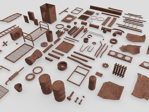 Industrial equipment rusty parts hardware components