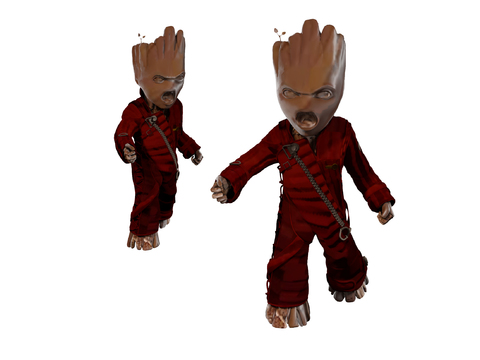 Marvel hand-run anime character Groot