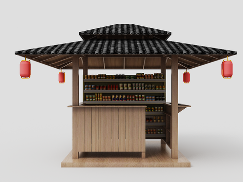 Wooden House Supermarket Vendor Kiosk Mobile Booth