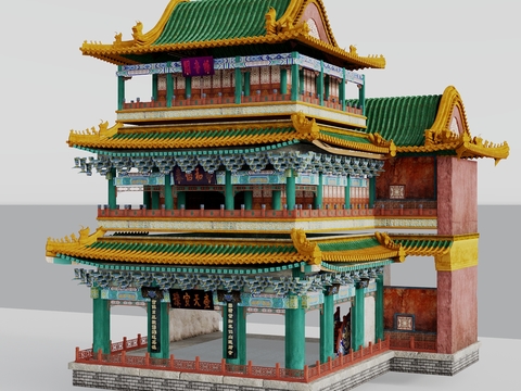 Chinese-style ancient tower bell tower hall