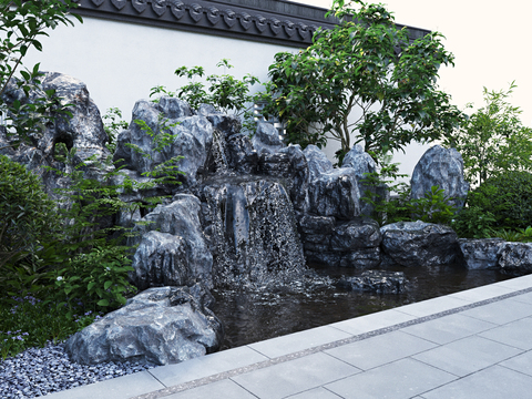 Chinese landscape rockery stacked water stone combination