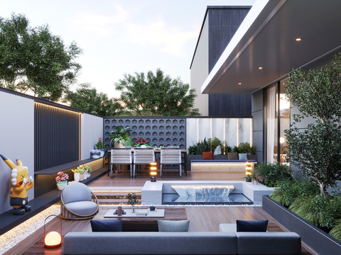 Modern Villa Courtyard Garden