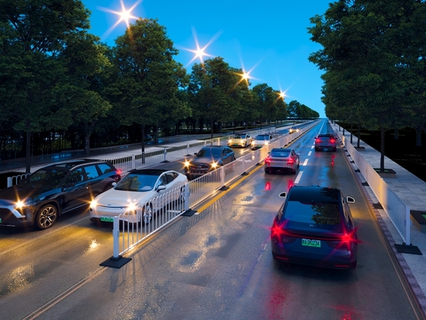 Night view of urban highway