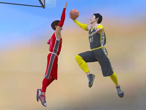 athletes play basketball men dunk shot