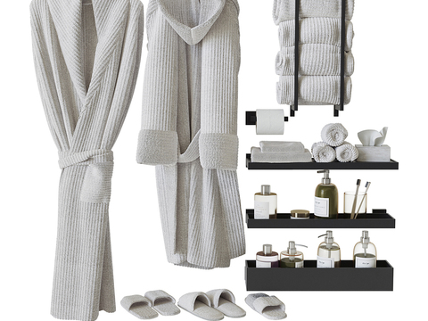 toiletries bathrobe towel slippers shampoo