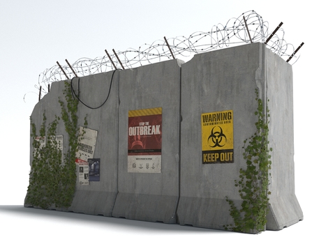 Post-war wind building exterior wall stone wall barbed wire protective wall