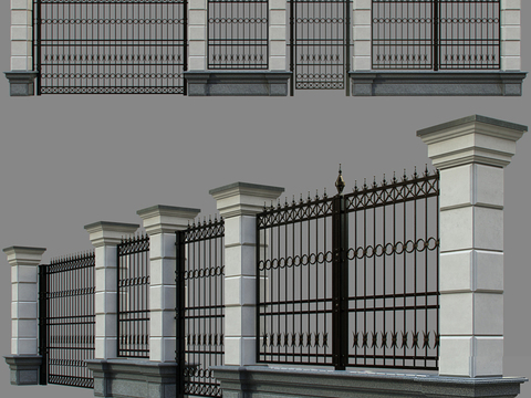 Outdoor wrought iron fence fence courtyard wall