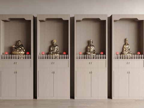 Neo-Chinese Style Shrine Buddha Statues Cabinet