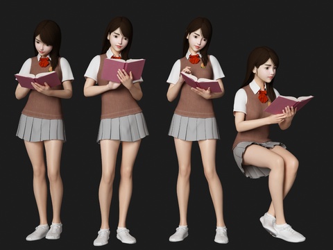 Reading Figures Student School Uniform Girls