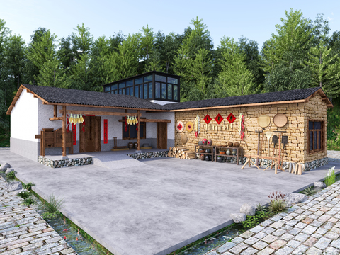 Chinese style farmhouse old house earth house