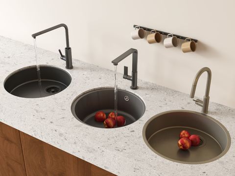 Round sink under-counter basin faucet