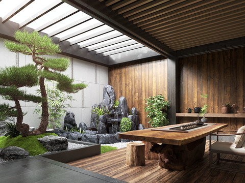 New Chinese Zen Patio Garden Landscape