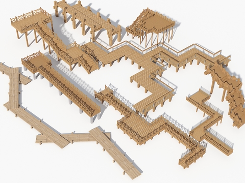 wooden plank road wooden platform hydrophilic platform viewing platform