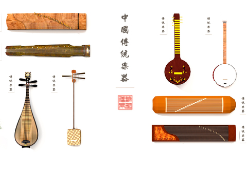 Ancient musical instrument Guqin Guzheng Pipa