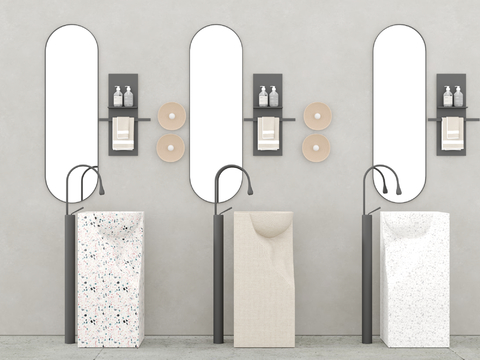 Modern wash basin mirror towel rack