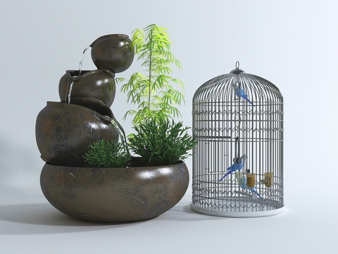 Neo-Chinese Style Flowing Water Bowl Flower Bowl Birdcage