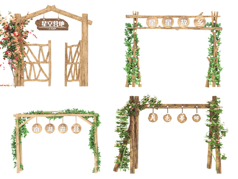 Camping area gate flower stand