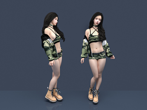 Fashion Beauty Camouflage Girl