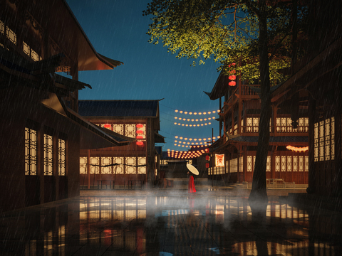 Gujian Street Restaurant Inn Rainscape