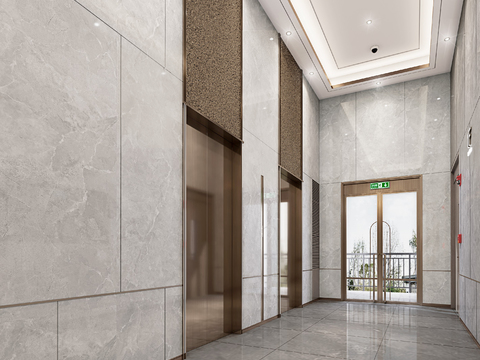 Modern elevator hall