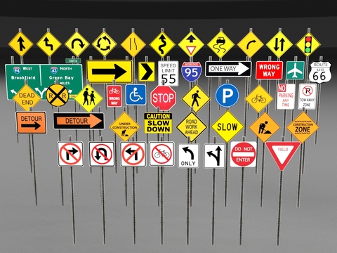 Traffic signs, signage, road signs