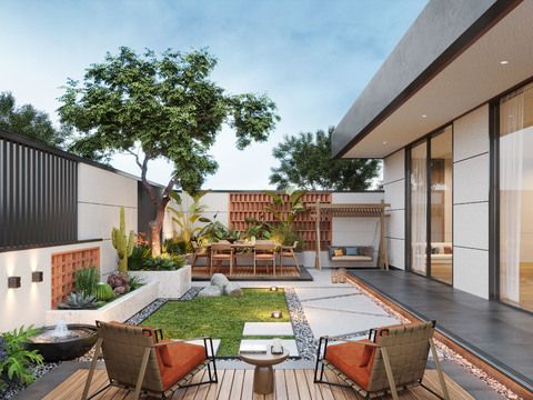 Villa Courtyard Garden View