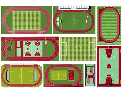 Football field, playground, runway, track and field