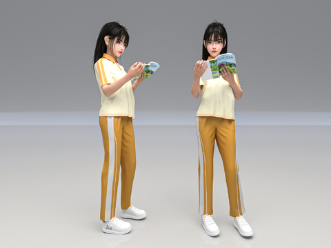 School Uniform Student Reading Girl