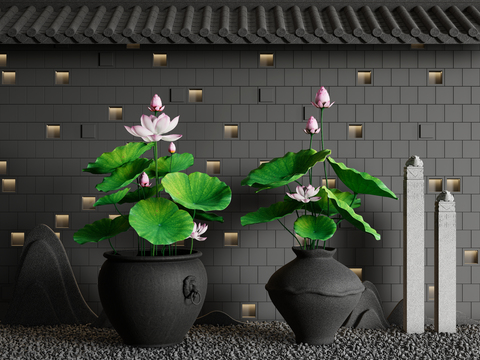 Neo-Chinese Style Lotus Landscape Lotus Water Tank