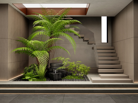 Stairwell landscaping suspended stairs