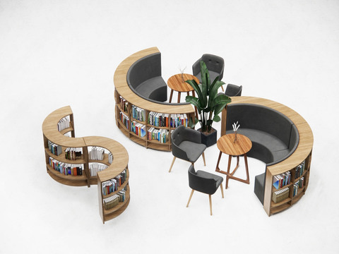 Library Bookstore S-shaped Booth Sofa