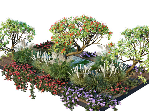 Modern flowerbed tree pond Plants