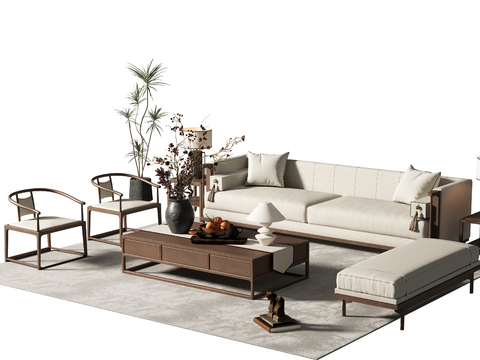 Neo-Chinese Style Sectional Sofa