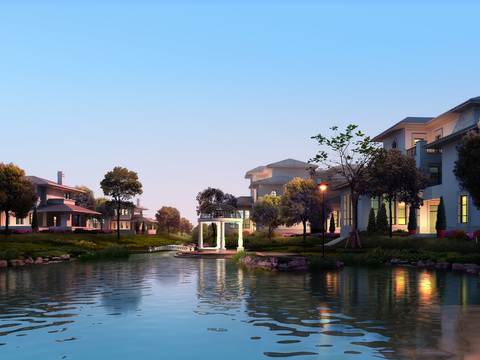 residential district river landscape psd