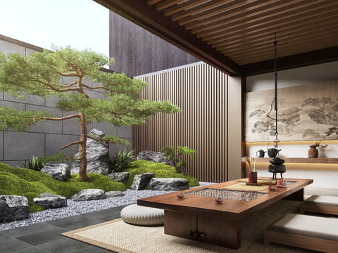 New Chinese Zen Patio Garden Landscape