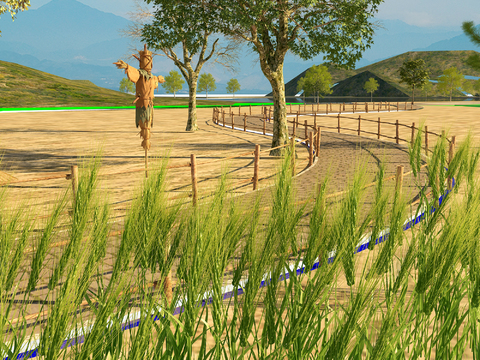 Natural Wind Country Wheat Field Landscape