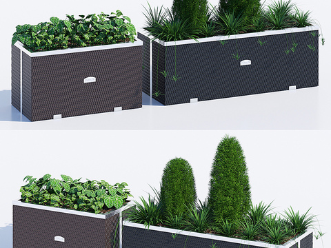 Flower box outside flower bed modeling shrub