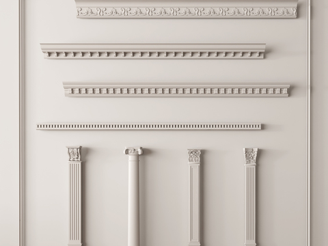 French Gypsum Line Gypsum Component Carved Columns Roman Columns