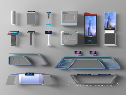 Modern interactive screen technology booth terminal