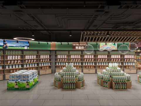 Supermarket, shopping mall, grain and oil area, miscellaneous grain area