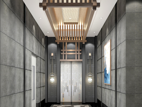 High-grade gray elevator hall