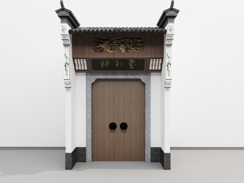 Chinese Courtyard Door Horse Head Wall