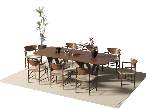 Middle style dining table and chair