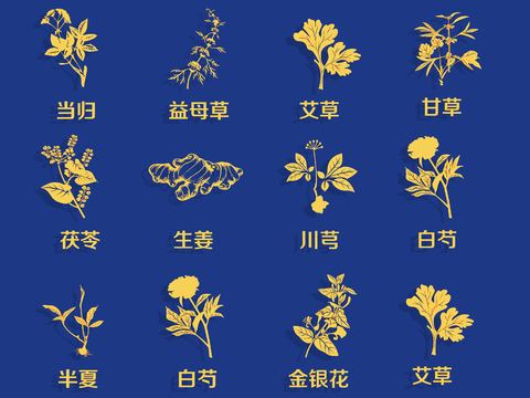 Herbal flower Ginkgo round pattern Chinese herbal classical flower logo Icon