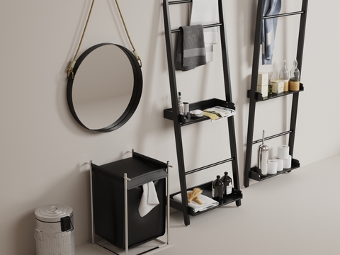 Bathroom Storage Rack Dirty Clothes Basket Towel Rack