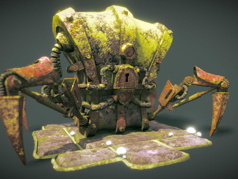 Chest monster game props moss sketch