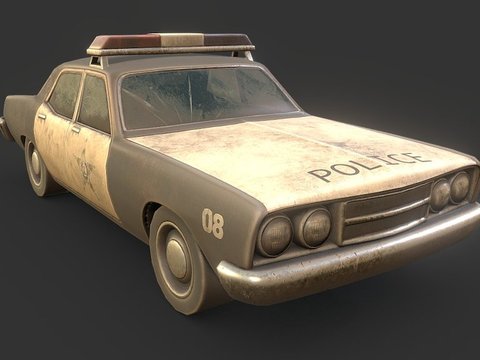 Old police car scrapped car