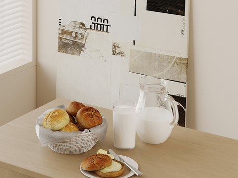 Desktop Food Ornaments Milk Bread