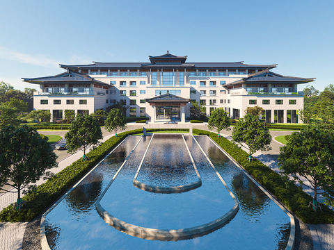 Chinese Hotel Appearance Inner Court Landscape