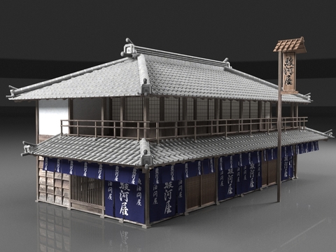 Japanese tavern wooden house tile house